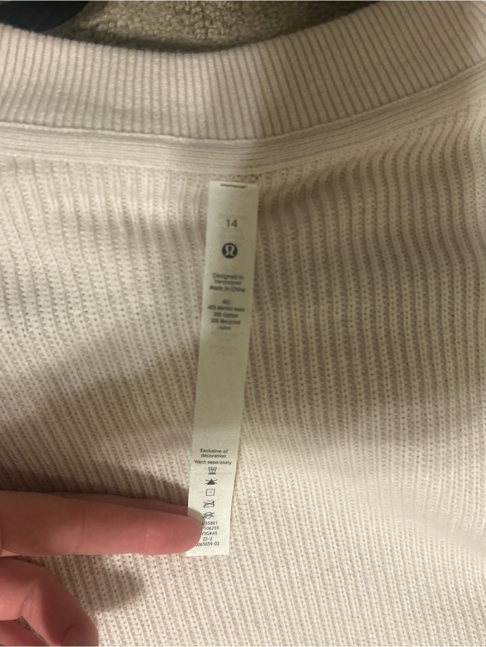 lululemon athletica Cream Ribbed Crew Sweater